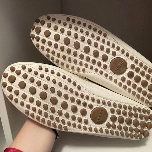 Gucci White Leather Horsebit Loafers with Red and Green Web 8.5 - Picture 6 of 7